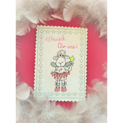 Stickdatei ITH - Postkarte Wunschschaf Wünsch Dir was 